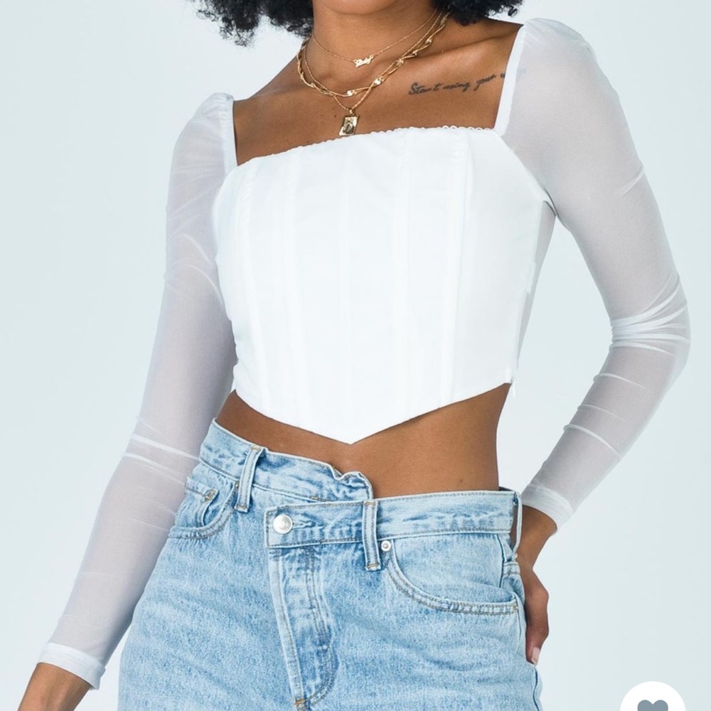 White mesh bustier long sleeve